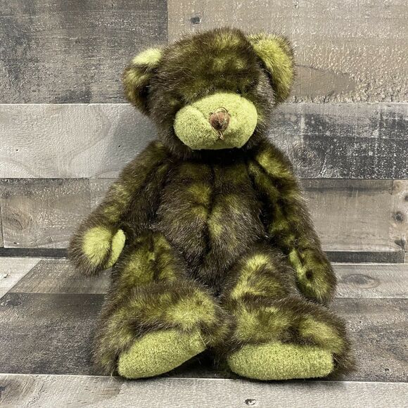 Pottery Barn Other - Pottery Barn Sitting Yarn Nose Teddy Bear Green Plush Stuffed Animal